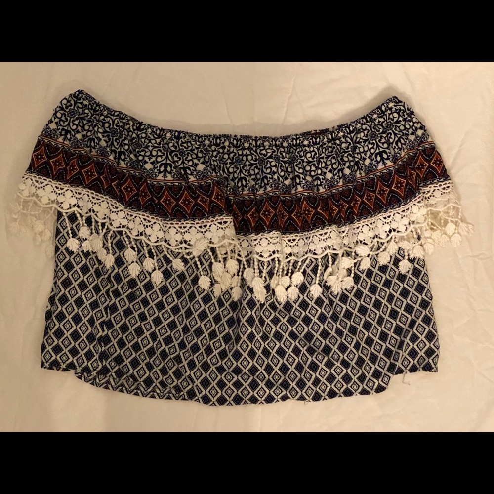 Patterned off the shoulder top